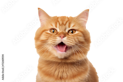 Happy orange cat isolated on transparent background PNG