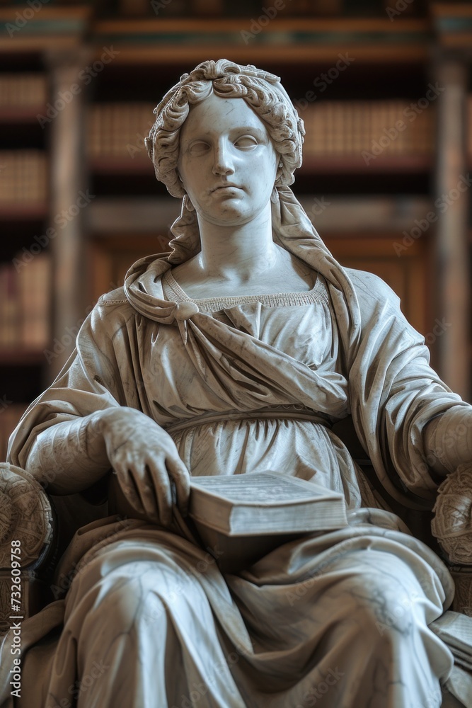 Statue of a Woman Sitting in a Chair