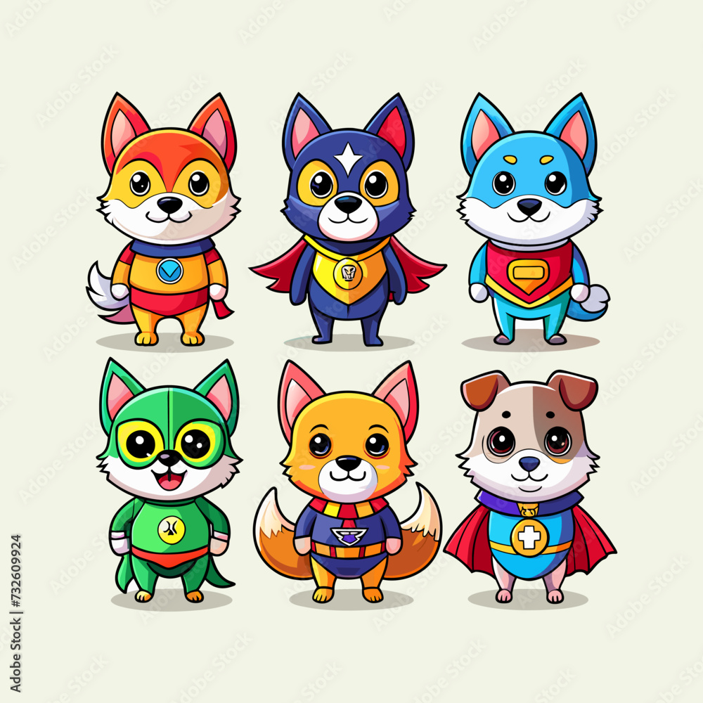 Fototapeta premium set of funny puppy cartoon animals