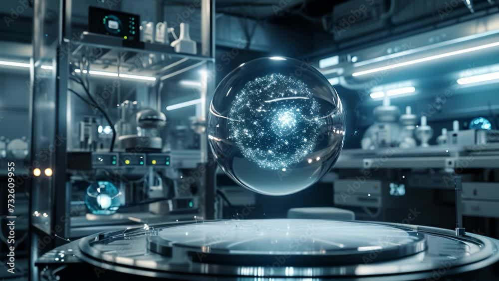 Quantum computing concept video with particles entangled together with energy spheres. Qubit and quantum computing illustration video concept