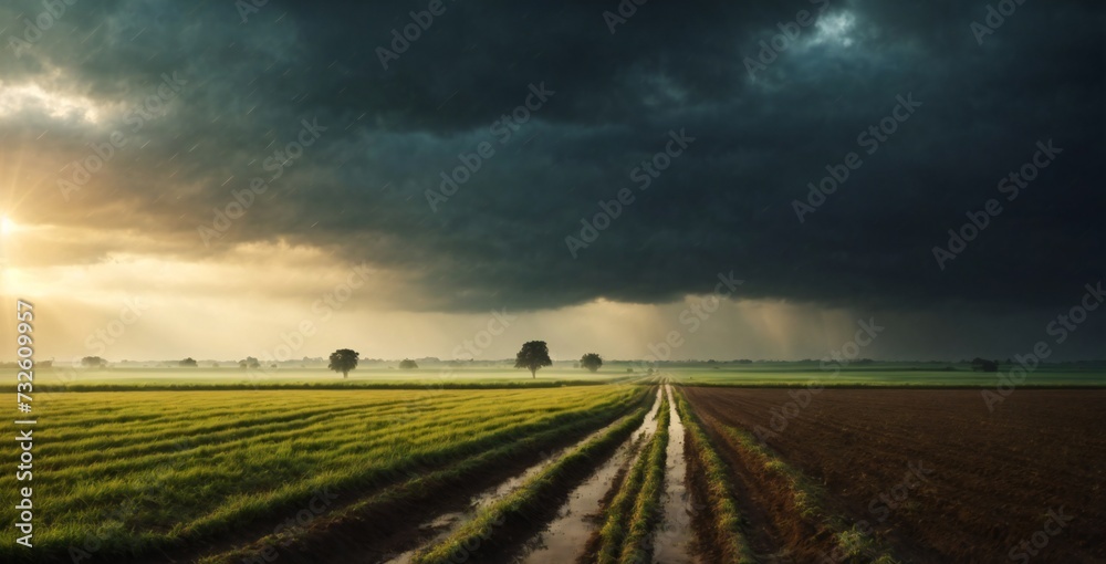 Obraz premium sunset over the field 