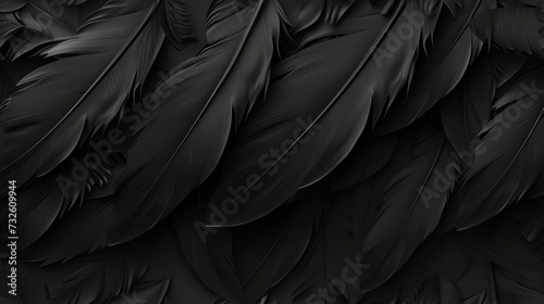 feather background lucid black geometric. Black feathers layered densely with a matte finish