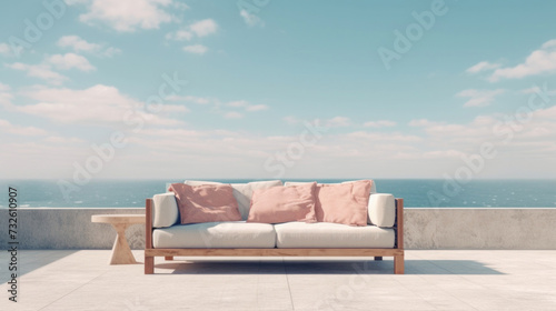 Furniture with outdoor sofa, Sea view. © tong2530