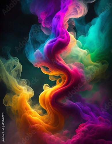 Colorful smoke, dark background.