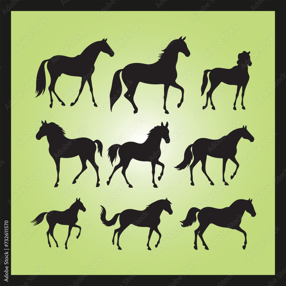 Horse silhouette set