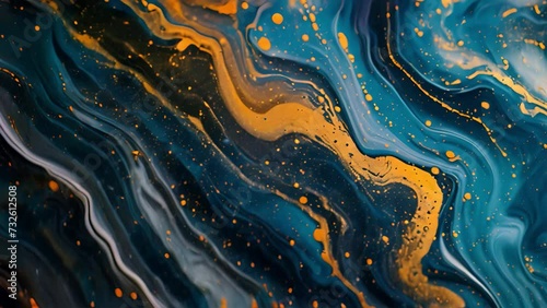 Wallpaper Mural Abstract blue and golden background as marble effects with gold particles in liquid abstract effect. blue and yellow background. Minimalistic luxury concept background Torontodigital.ca