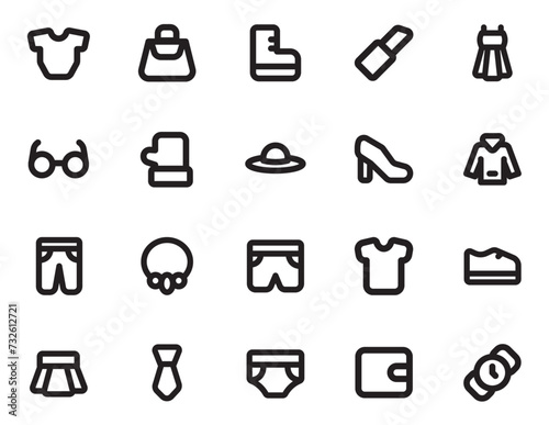 Fashion  icons. Set of fashion and accessories icons. Fashion and accessories icons pack. Simple line style fashion icons. Isolated on white background.