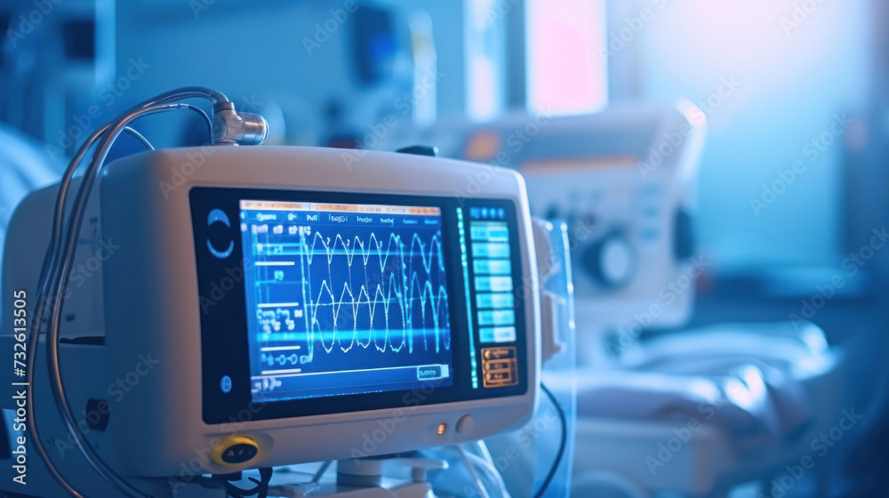 interior of medical devices in modern operating room, The Vital signs monitor in operating room. interior of medical devices in modern operating room, The Vital signs monitor in operating room.