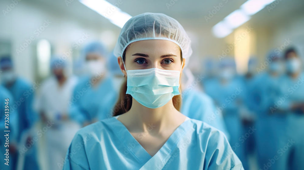 Portrait of happy surgeon woman with arms crossed in hospital, Healthcare and wellness concept. Portrait of happy surgeon woman with arms crossed in hospital, Healthcare and wellness concept.