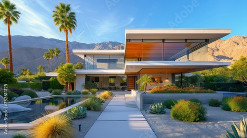 The Allure of Mid-Century Modern Residences Accentuated by the Serene Presence of Palm Trees © Gasspoll