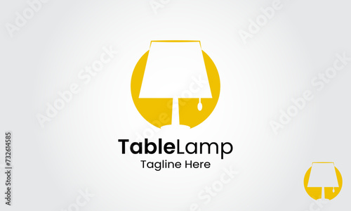 Negative Space Table Lamp Logo Design Template.  Template of Electric Torchere for Interior Design, Energy Furniture. Home Equipment in Simple Modern Style.