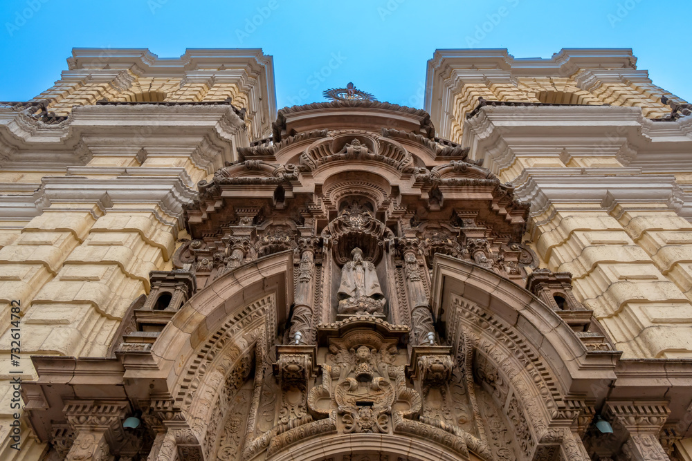 Basilica and Convent of San Francisco of Lima in the Historic Center of Lima, Peru.