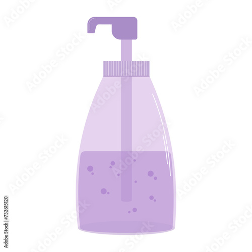 Illustration of a bottle for hand wash gel. Flat vector illustration in cartoon style. Beauty and fashion, personal care, beauty salons, online stores.