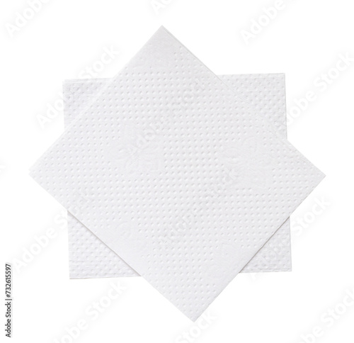 Two folded pieces of white tissue paper or napkin in stack tidily prepared for use in toilet or restroom isolated with clipping path in png file forma