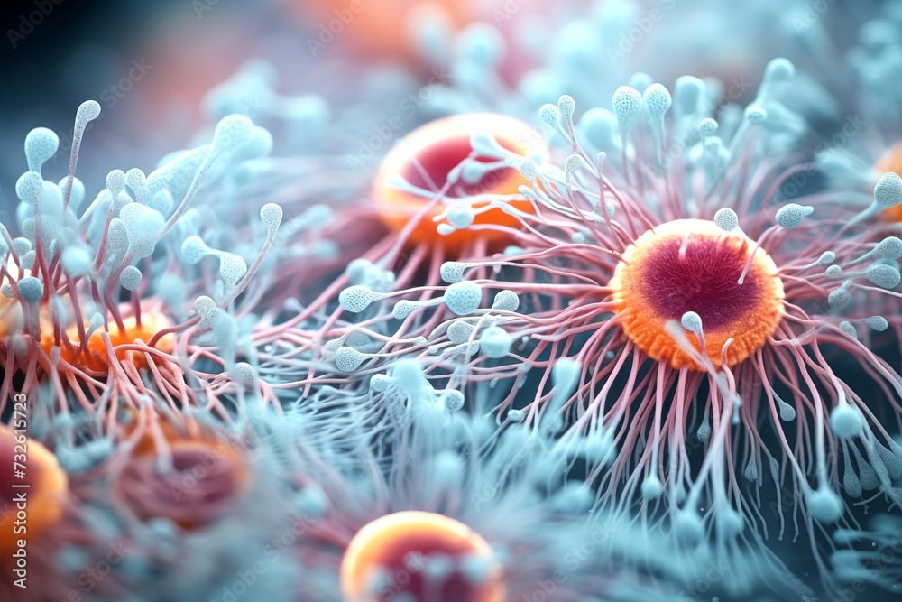 microscopy of bacteria, electron microscopy,500x zoom,