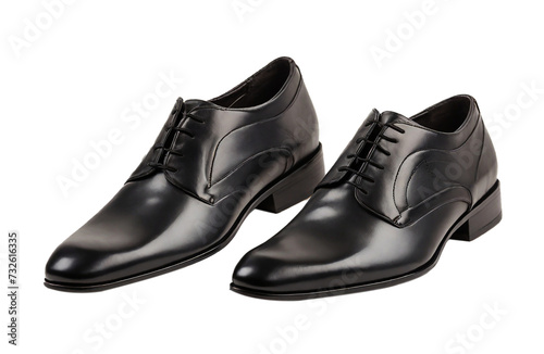 Pair of male black shoes on transparent background