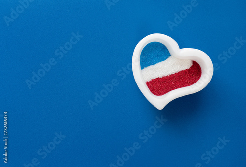 Red, White and Blue Sprinkles in Alabaster Heart on Blue