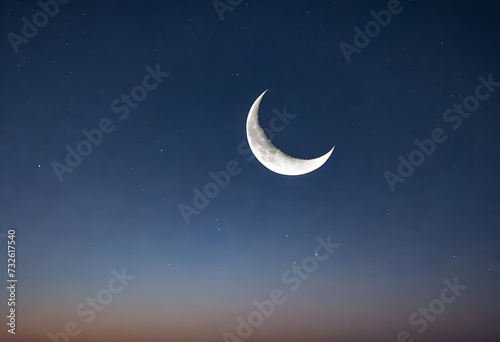 crescent moon with sky full of stars in minimal style