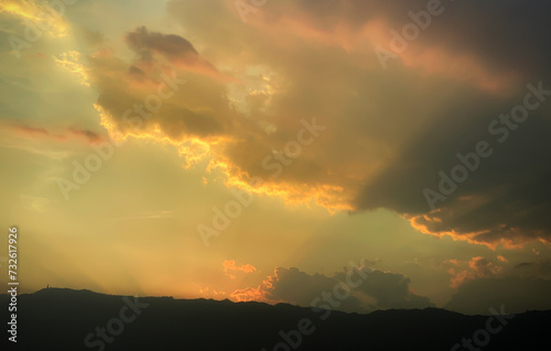 Sky sunset scenery,background Whether it's the warm hues of a sunrise or sunset, shimmering reflection of the sun on the clouds, the sky and clouds have the power to inspire feelings of awe and wonder