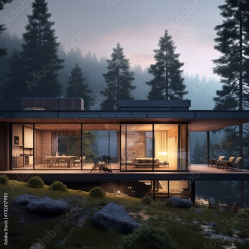 Modern dwelling immersed in nature © Luca