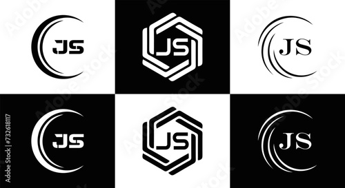 JS logo. JS set , J S design. White JS letter. JS, J S letter logo design. Initial letter JS letter logo set, linked circle uppercase monogram logo. J S letter logo vector design.	
