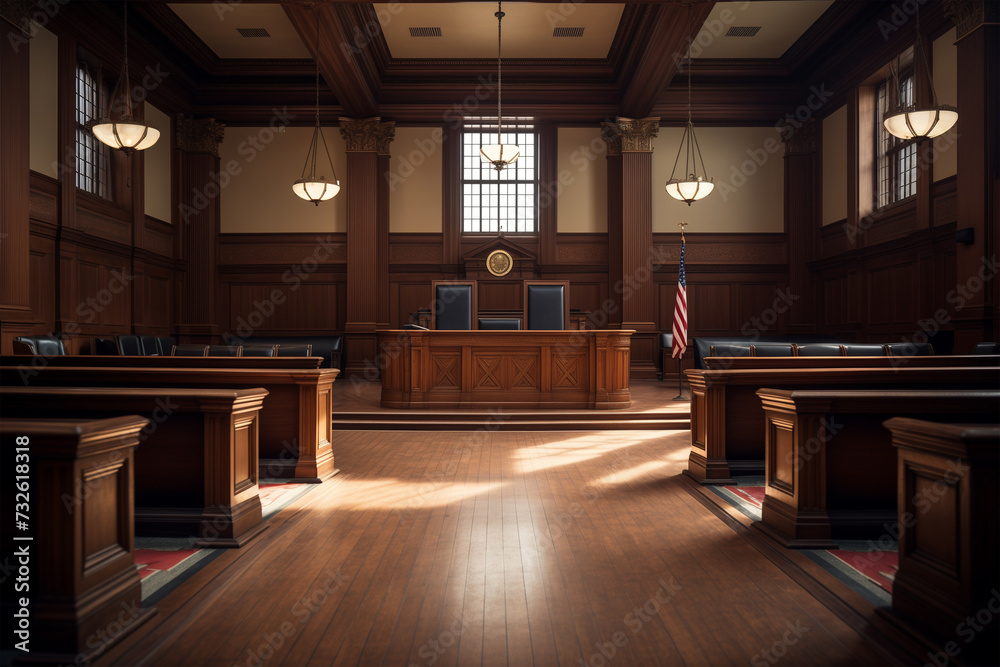 Fototapeta premium Empty American Style Courtroom