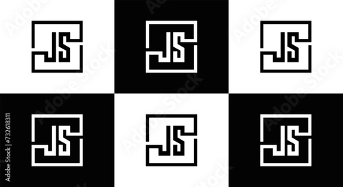 JS logo. JS set , J S design. White JS letter. JS, J S letter logo design. Initial letter JS letter logo set, linked circle uppercase monogram logo. J S letter logo vector design.	
