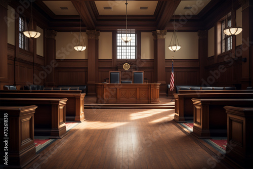 Empty American Style Courtroom photo