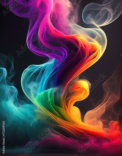 Colorful smoke  dark background.
