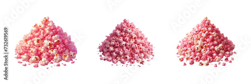 Set of Pile of popcorn with pink popcorn, illustration, isolated over on transparent white background
