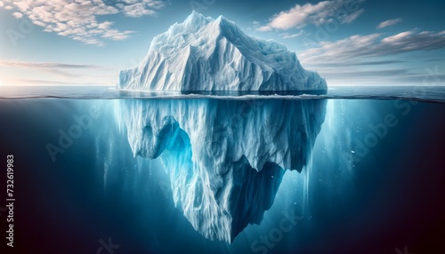 Stunning Iceberg Reflection in Calm Ocean Waters, Climate Change Concept © Skyfe