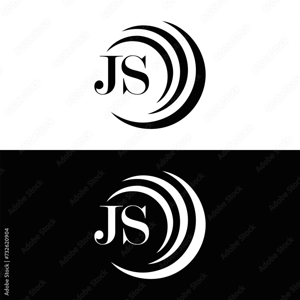 JS logo. JS set , J S design. White JS letter. JS, J S letter logo design. Initial letter JS letter logo set, linked circle uppercase monogram logo. J S letter logo vector design.	
