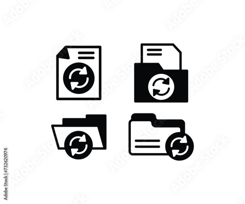 sync data file digital folder icon vector design simple black white flat illustration collections on white background