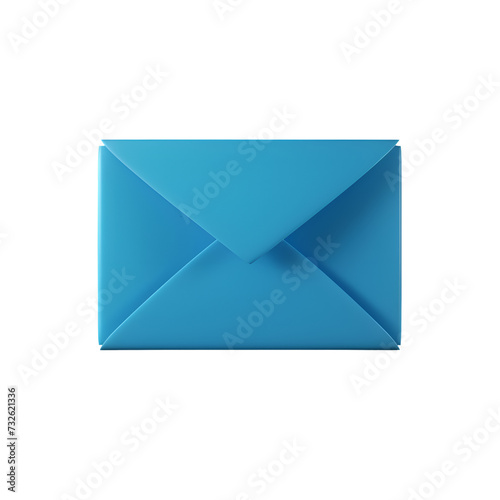 Blue envelope symbol isolated on black background. Created with generative AI.