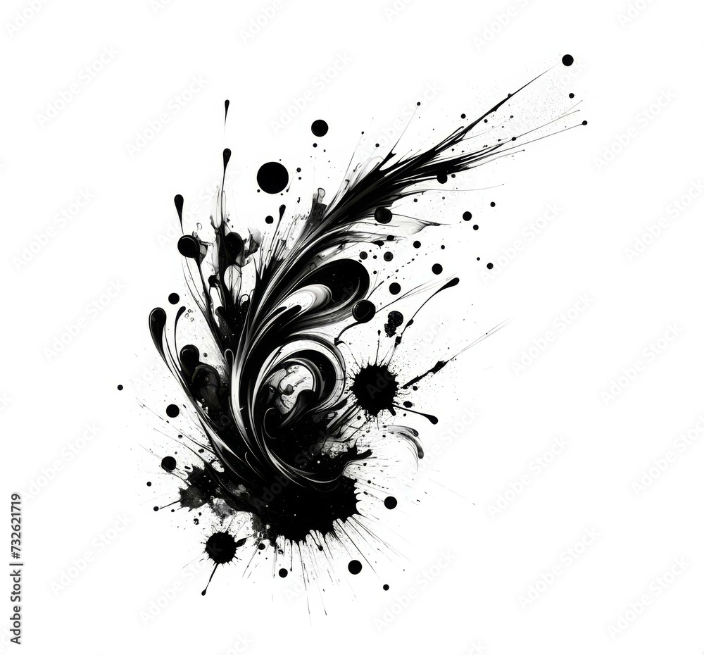 Abstract Black and White Ink Splash Artwork Abstract Black and White Ink Splash Artwork