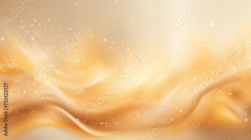 Złote piaszczyste tło z brokatem - efekt bokeh. Tekstura pod baner z drobinkami w ruchu © yeseyes9