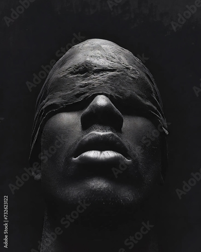 Portrait of a man with a headscarf on a dark background