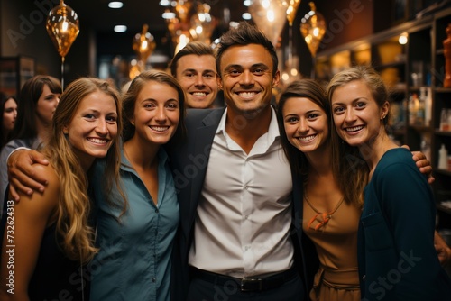 other casual get-together party concept.  Group of Happy friends having fun time.