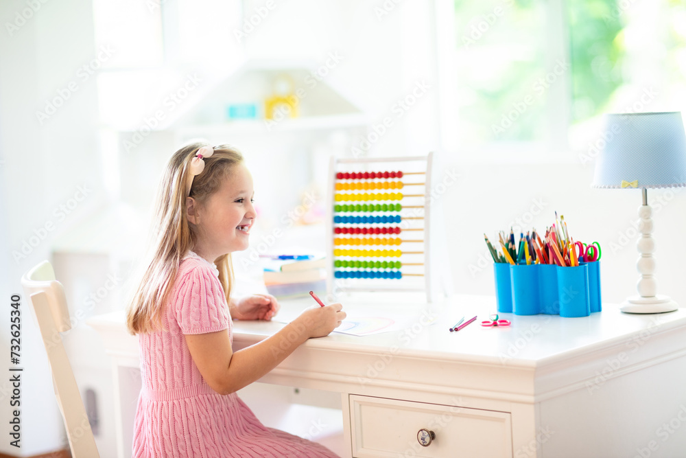 Child drawing. Kids paint. Girl after school. Child drawing. Kids paint. Girl after school.