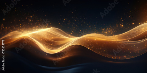 Abstract Wave of Shining Light: A Bright, Smooth, and Glowing Decoration on a Dark, Shiny Background