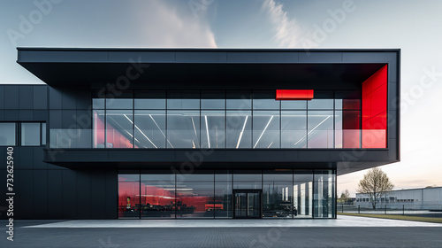 Minimalistic black and red building exterior