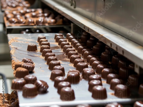 Abundant Chocolate Candies on Manufacturing Line