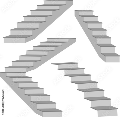 staircase in the house,3d interior staircases isolated on white background. the stair steps collection