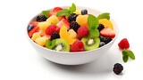 Fresh fruit salad on white background
