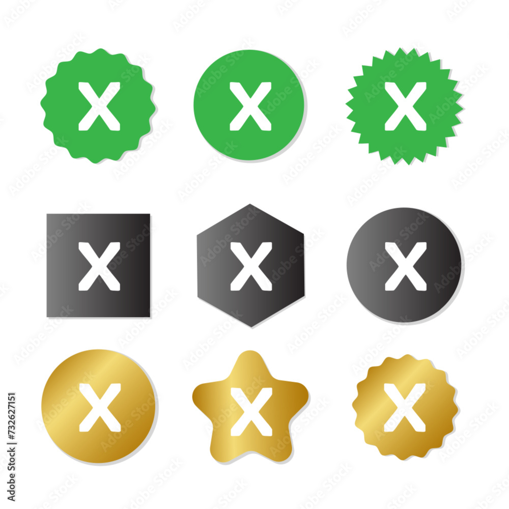 vector cross mark on edge green circle sticker collection strart brusht shape tag with approved icon vector cross mark on edge green circle sticker collection strart brusht shape tag with approved icon