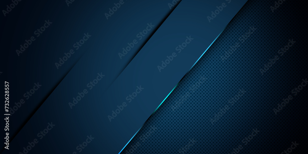 Abstract dark blue background with overlap layer on carbon texture - obrazy, fototapety, plakaty 