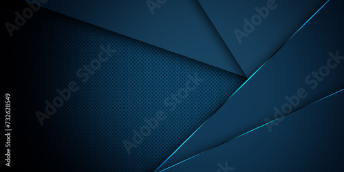 Abstract dark blue background with overlap layer on carbon texture
