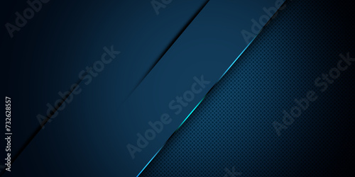 Abstract dark blue background with overlap layer on carbon texture photo