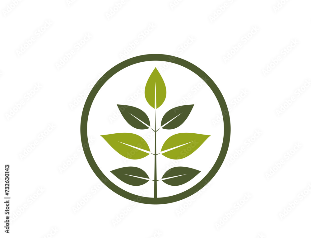 natural product icon. twig twig with leaves in a circle. eco friendly and bio symbol. vector image in flat design natural product icon. twig twig with leaves in a circle. eco friendly and bio symbol. vector image in flat design