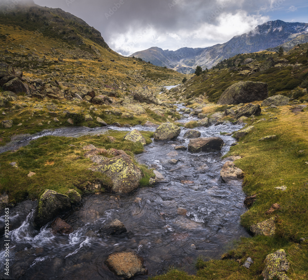 Stream flowing towards lake Tristaina,Andorra Stream flowing towards lake Tristaina,Andorra